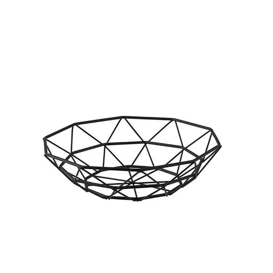 Tablecraft 10463 Black Powdered Coated Steel Delta Collection Round Basket 20 x 19.8 x 5 cm