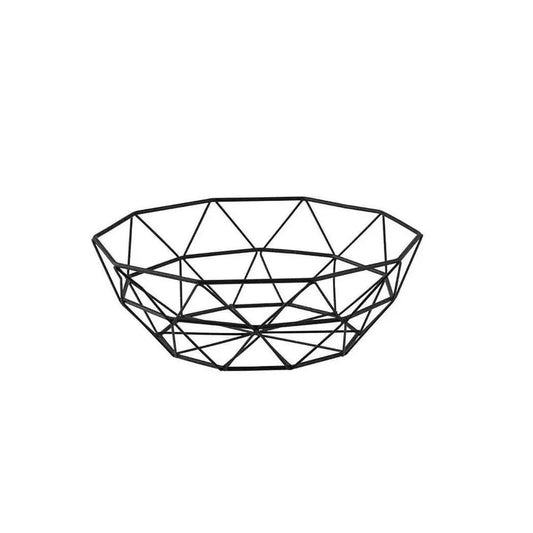 Tablecraft 10464 Black Powdered Coated Steel Delta Collection Round Basket 27 X 27 X 9 cm