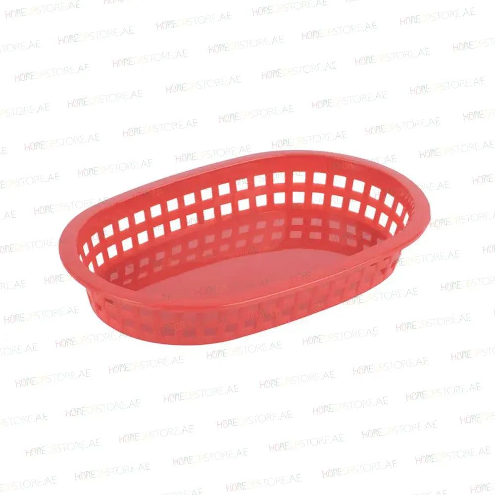 Tablecraft 1073R Plastic Oval A La Carte Basket, 9.2" x 6" x 1.5", Red - HorecaStore