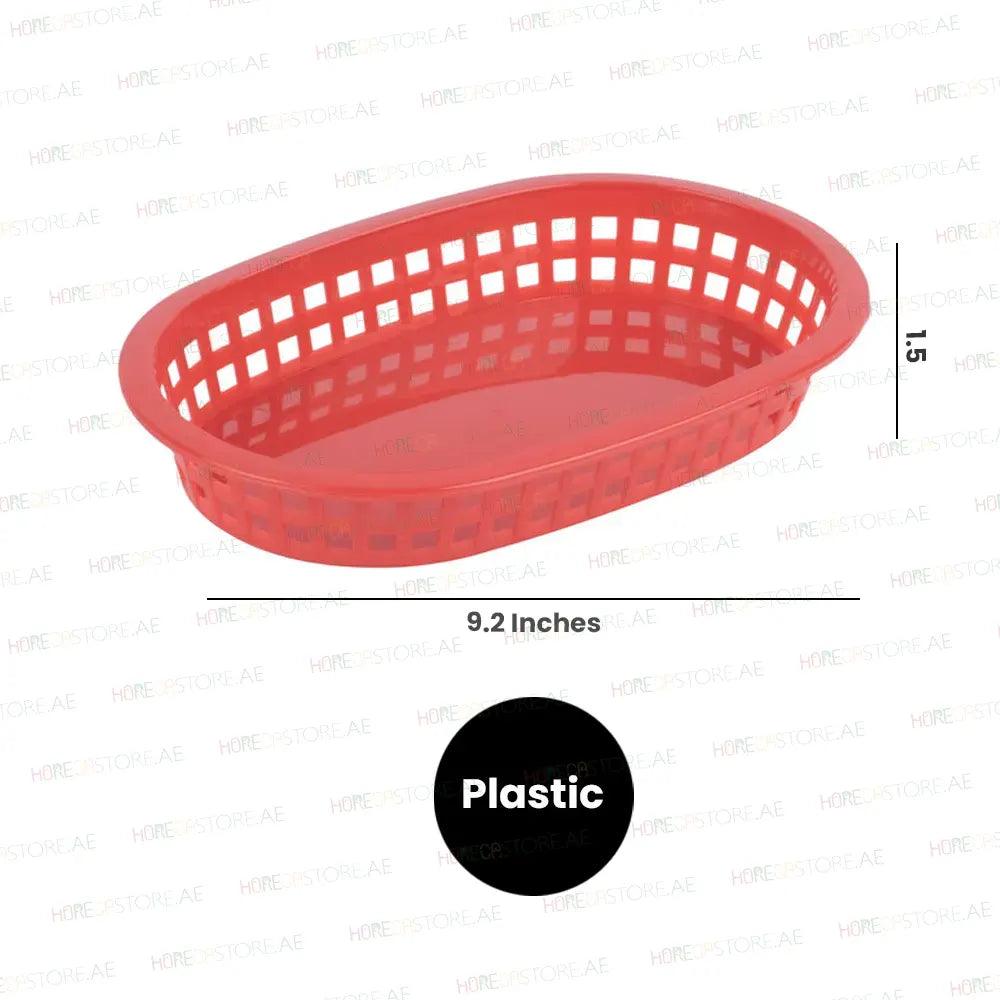 Tablecraft 1073R Plastic Oval A La Carte Basket, 9.2" x 6" x 1.5", Red - HorecaStore