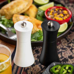 Tablecraft 10925 ABS Salt And Pepper Mills Black & White Set Of 2, 6 x 6 x 13 cm