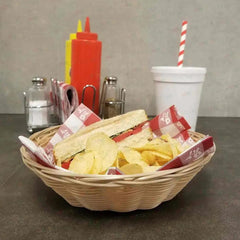 Tablecraft 1175W Polypropylene Round Serving Basket  8.5" x 8.5" x 2.25"