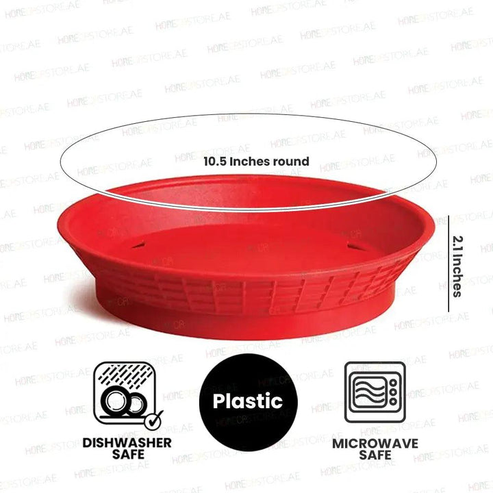 Tablecraft 157510R Plastic Round Dinner Platter, 10.5" x 10.5" x 2.1", Red - HorecaStore