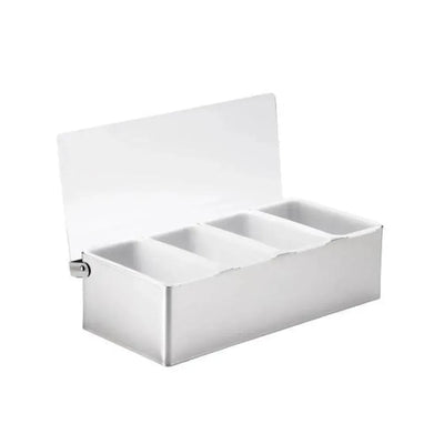 Tablecraft 1604 Stainless Steel 4 Compartment Spice Box 30.5 x 15.24 x 8.9 cm