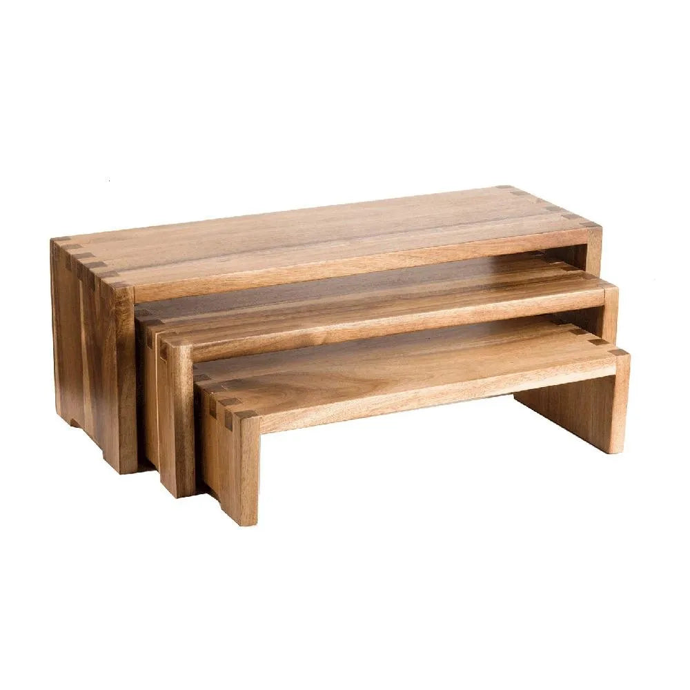 Tablecraft 29315 Wooden Cascade Riser Set of 3, 56 x 20 x 20 cm