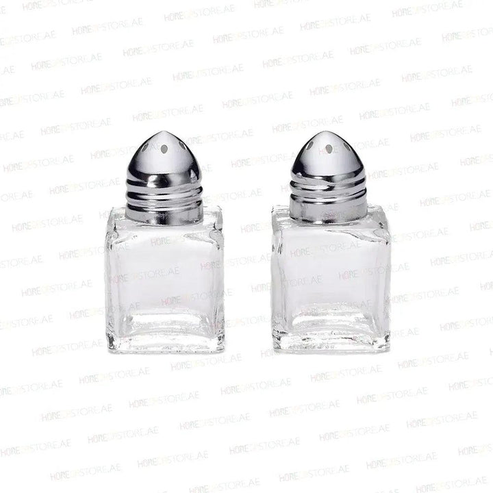 Tablecraft 30S&P Cube Salt & Pepper Shaker, Restaurant Shakers, Chrome Top, & Glass Body , Capacity 1/2oz, Set of 2 - HorecaStore