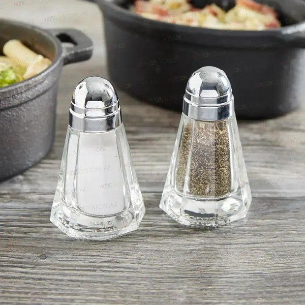 Tablecraft 80S&P-2 Paneled Glass Salt & Pepper Shaker, Restaurant Shakers, Chrome Top, & Glass Body , Capacity 1/2oz, Set of 2 - HorecaStore