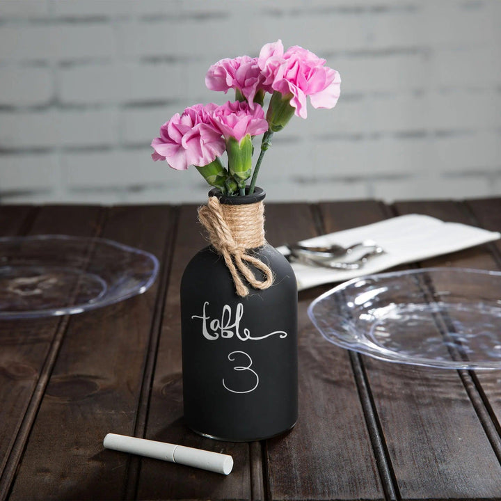 Tablecraft CBV2552 Round Chalkboard Vase Black-Coated Blackboard Surface Décor, Size: Ø 6.5 x 13.5 cm - HorecaStore