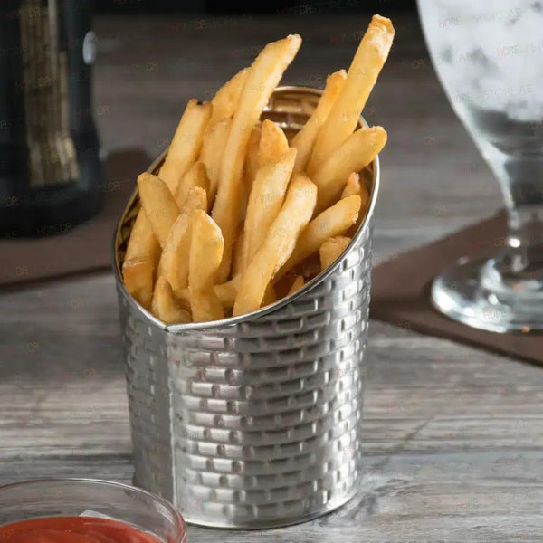 Tablecraft GTSS28 Steel Slanted Round Fry Cup, 3.3" x 3.3" x 4.6" - HorecaStore