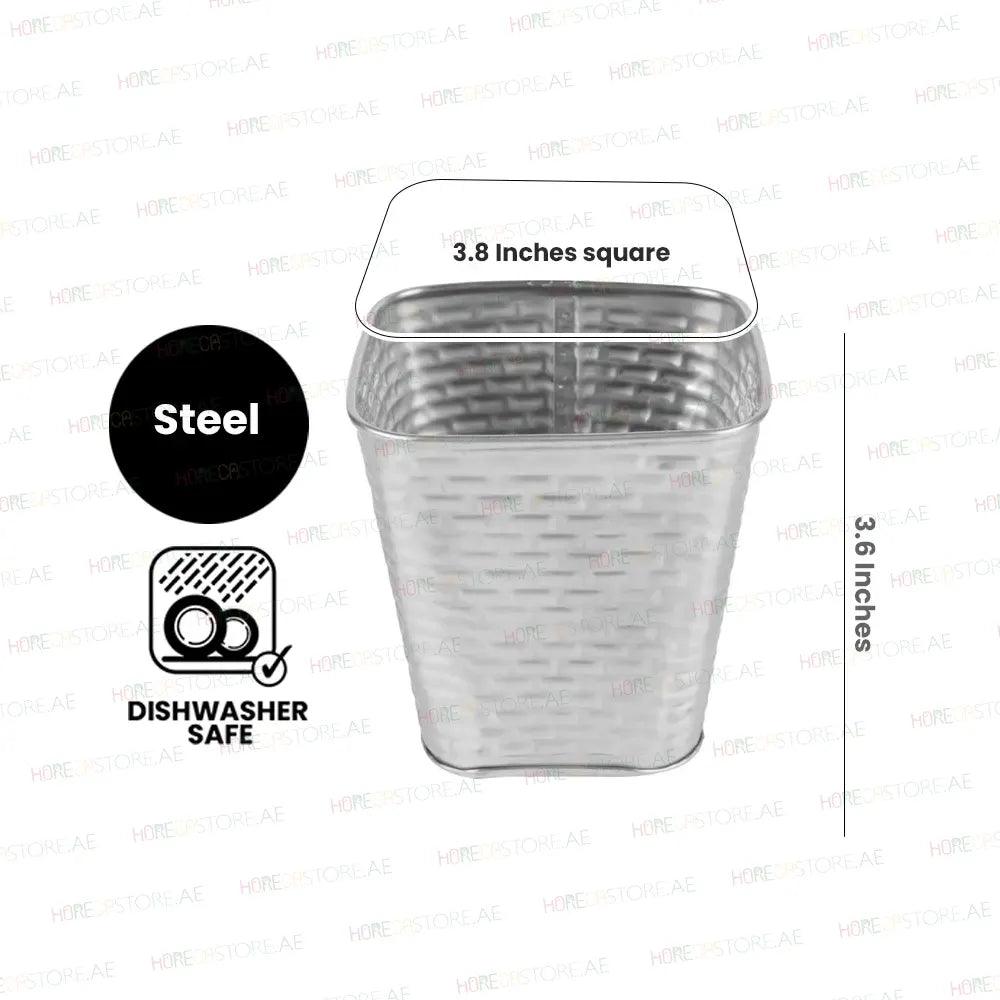 Tablecraft GTSS4 Steel Tapered Square Fry Cup, 3.8" x 3.8" x 3.6" - HorecaStore