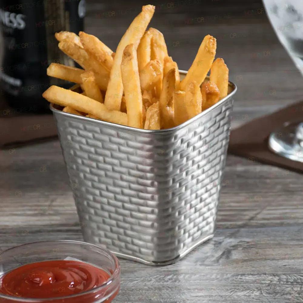 Tablecraft GTSS4 Steel Tapered Square Fry Cup, 3.8" x 3.8" x 3.6" - HorecaStore