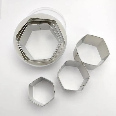 Thermo Hauser Stainless Steel Hexagon Shape Cookie And Pastry Cutters Set Of 6Pcs, H 4.5CM Assorted Sizes