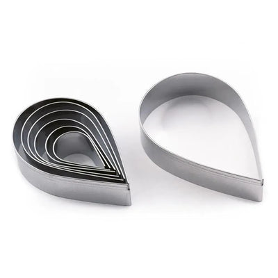 Thermo Hauser Stainless Steel Tear Drop Shape Cookie And Pastry Cutters Set Of 6Pcs, H 3CM, Assorted Sizes