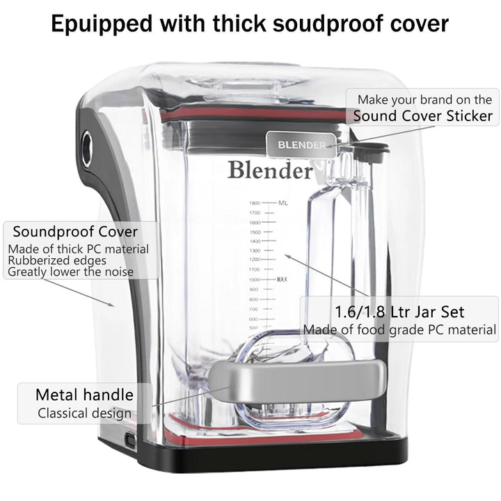 THS 6280C ABS Electric 1680W Blender With Soundproof Jar Enclosure 2.5 L - HorecaStore