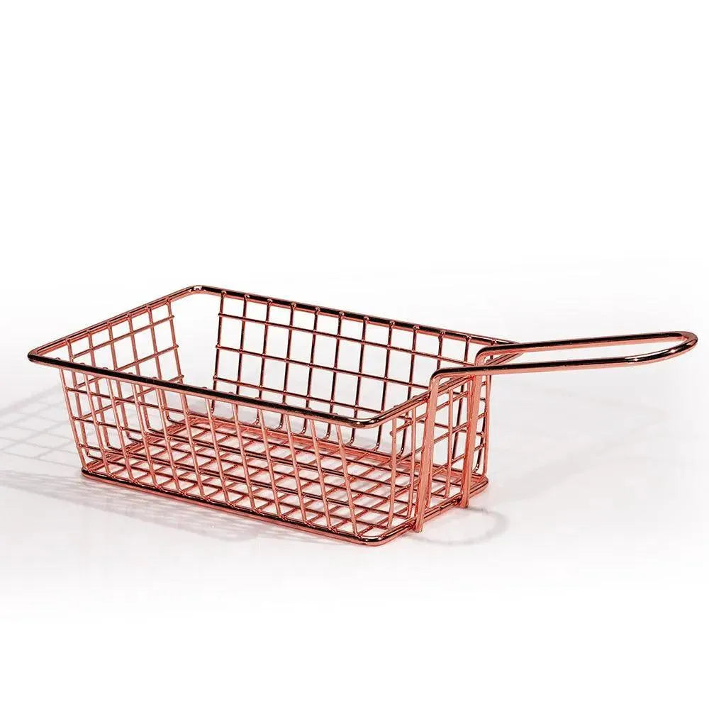 Wundermaxx Carbon Metal Wire Rectangle Frying Basket Rose Gold 25*10*5.2cm