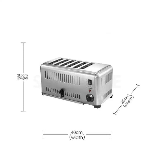 THS ETS-6 Electric 6 Slots Bread Toaster Round Edges Design, Power 2500W - HorecaStore