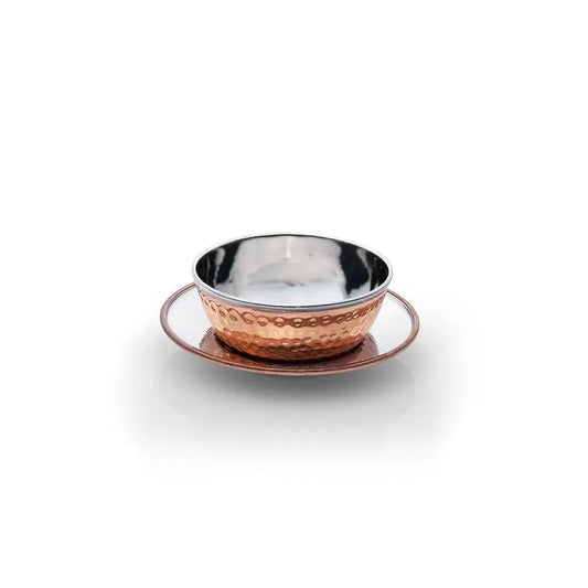 THS Hammered Finish Stainless Steel Bowl 12x5cm with Uliner 16x2cm, copper