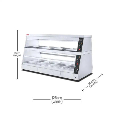 THS HW-6P-B Electric Food Warmer Display 4 Pan Compartment, Power 2.2 KW - HorecaStore