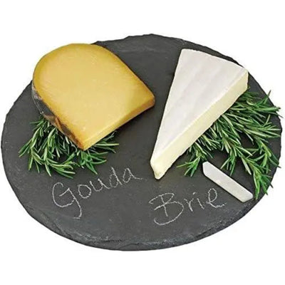 THS SL0010 Round Slate Plate 20CM Charcoal