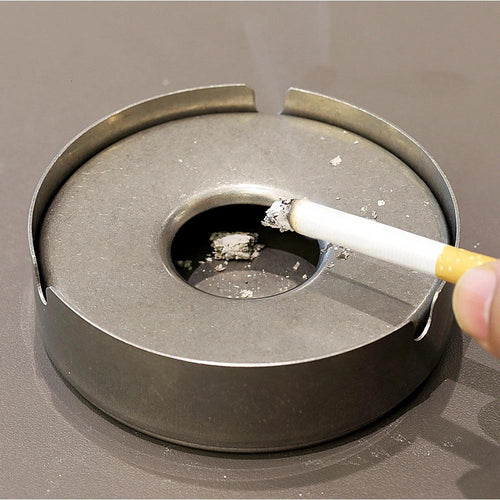 THS Stainless Steel Round Stackable Round Ashtray Vintage Finish 10x3.5cm Silver