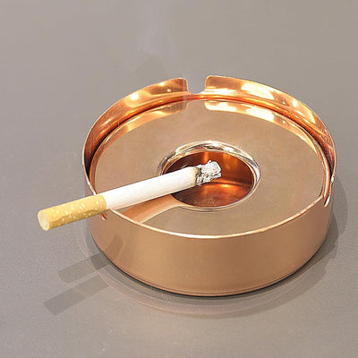 THS Stainless Steel Stackable Round Ashtray Cu Finish 10x3.5cm Rose Gold - HorecaStore