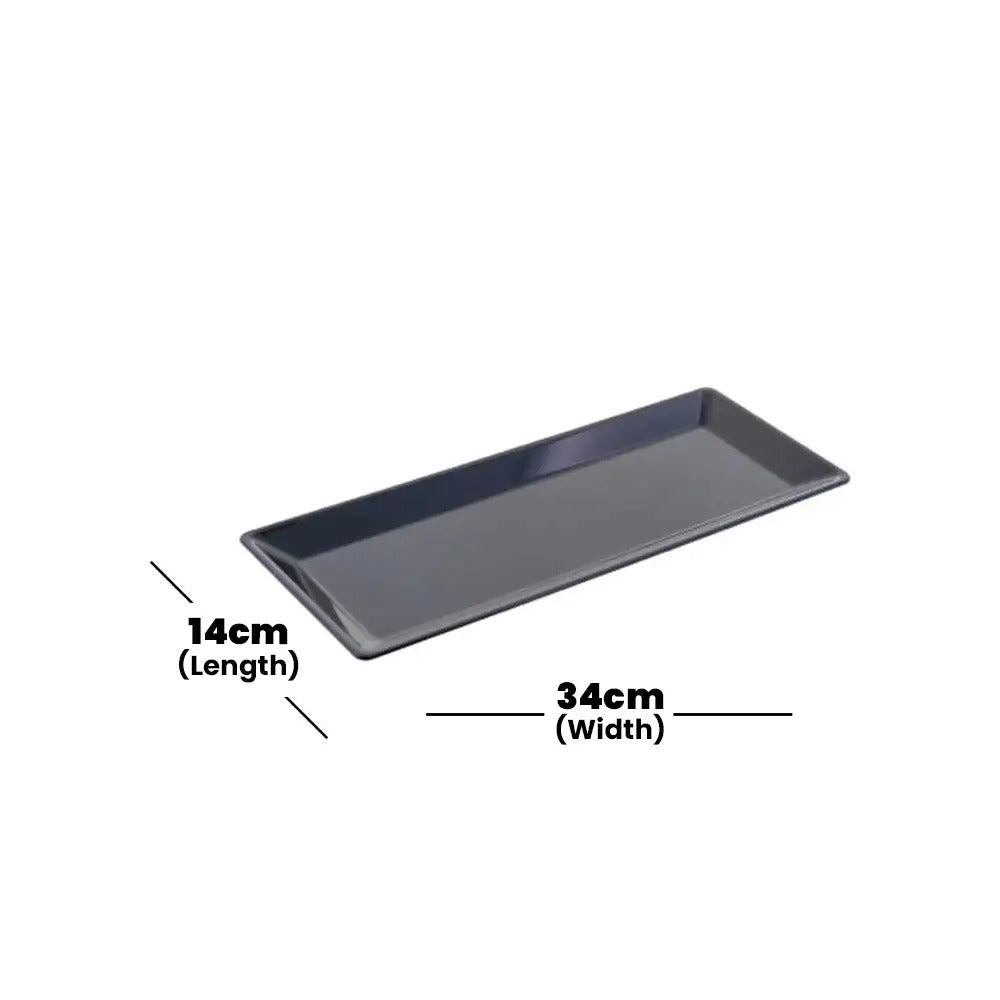 Tribeca Polycarbonate Black Rectengular Plate 14 X 34 Cm, BOX QUANTITY 24 PCS