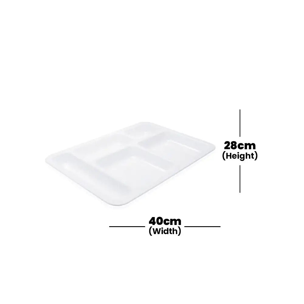 Tribeca Polycarbonate White Compartment Tray 4 cm, BOX QUANTITY 20 PCS