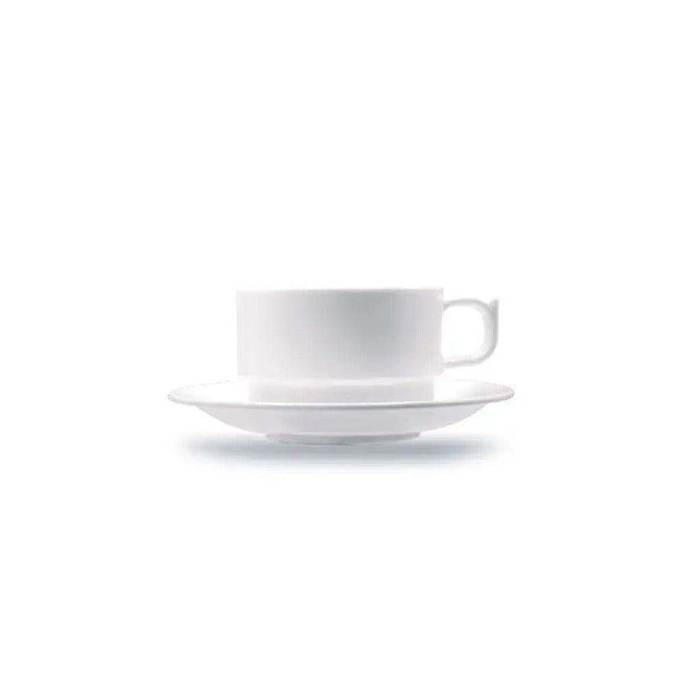 Tribeca  Polycarbonate White Cup & Saucer 200 ml, BOX QUANTITY 72 PCS