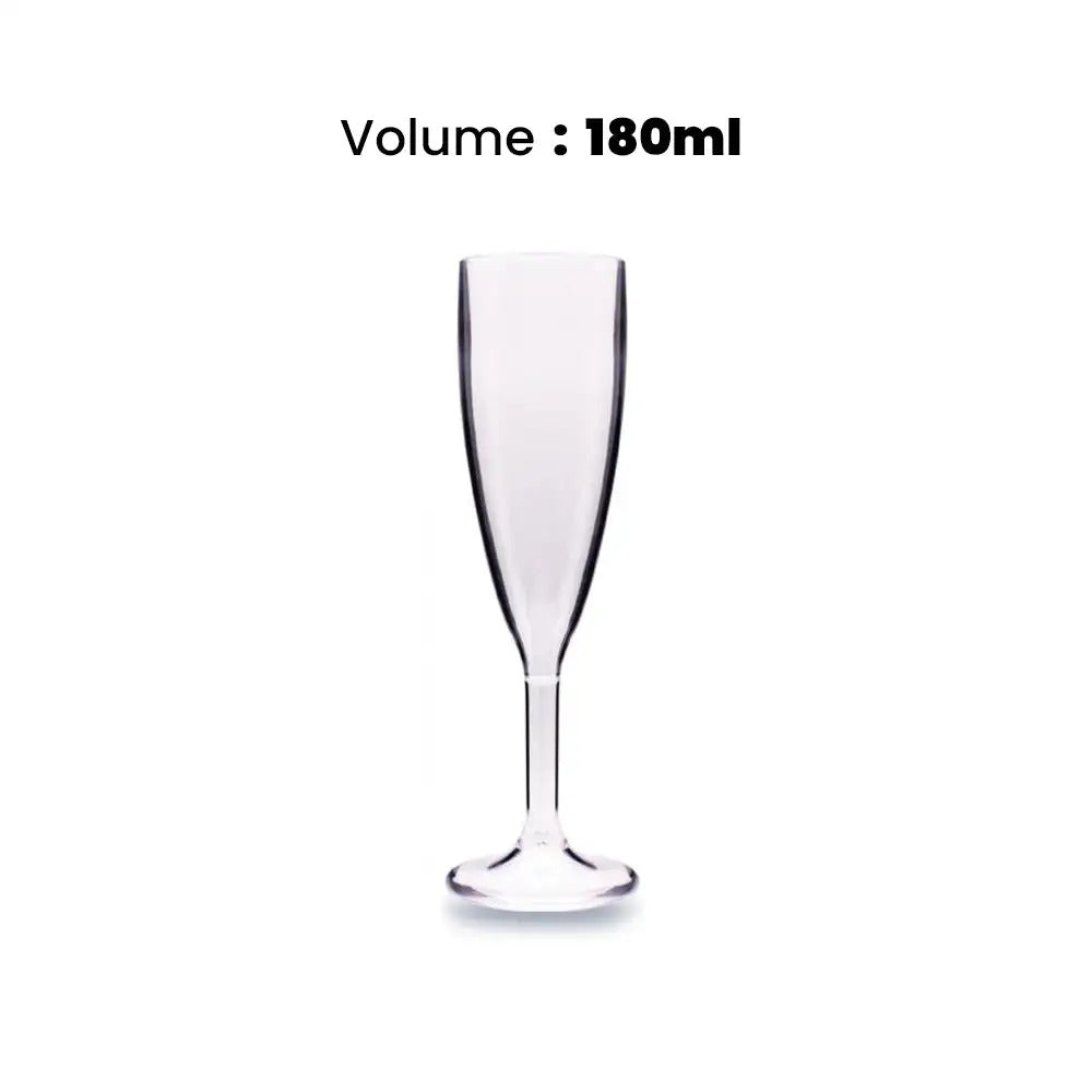 Tribeca Polycarbonate White Flute Champagne Glass 180 ml, BOX QUANTITY 50 PCS