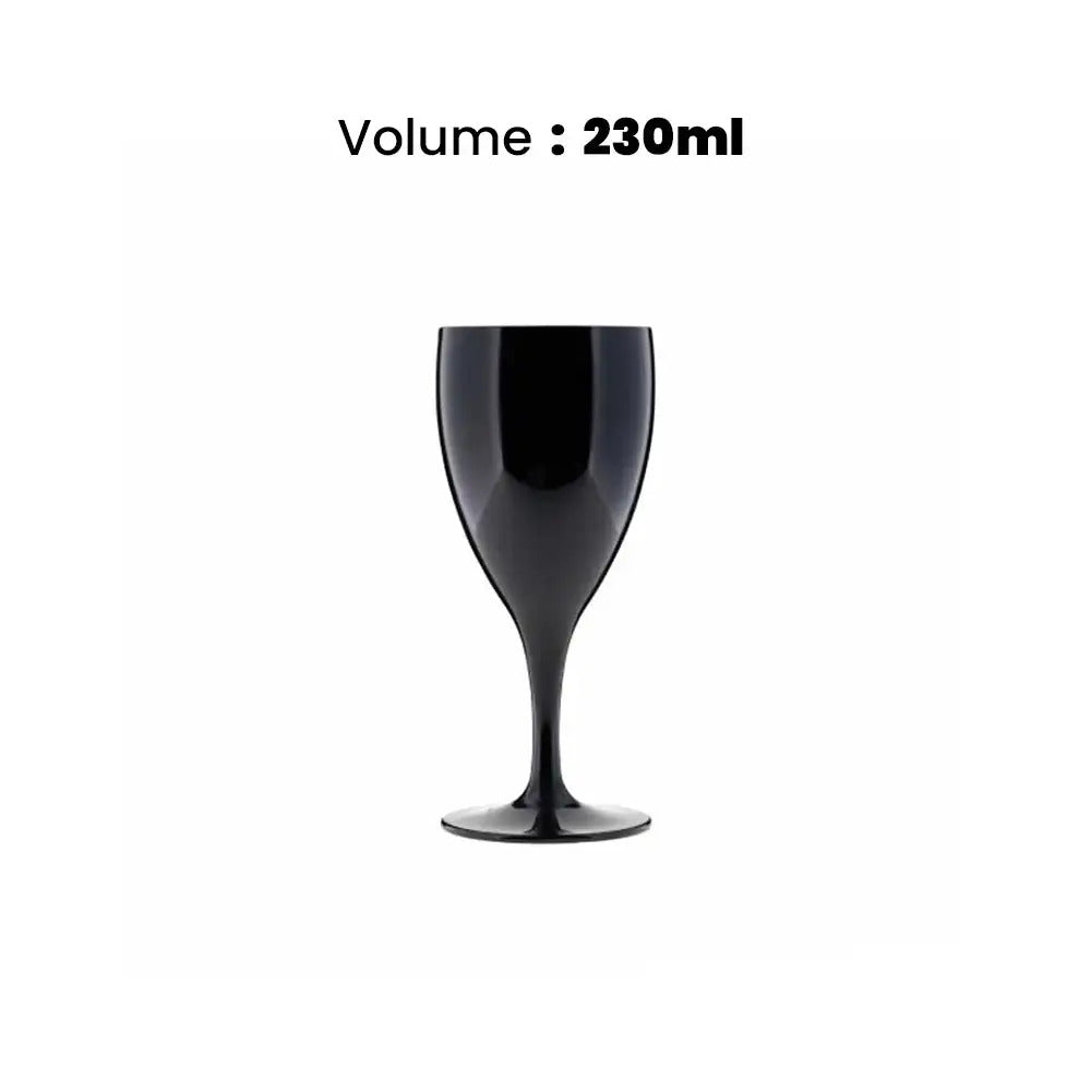 Tribeca  Premium Polycarbonate Pc Black Wine Glass 230 ml, BOX QUANTITY 60 PCS