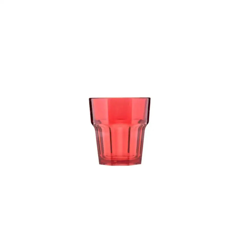 Tribeca Premium Polycarbonate Pc Clear Red Tumbler 250 ml, BOX QUANTITY 100 PCS