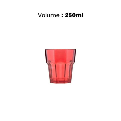 Tribeca Premium Polycarbonate Pc Clear Red Tumbler 250 ml, BOX QUANTITY 100 PCS