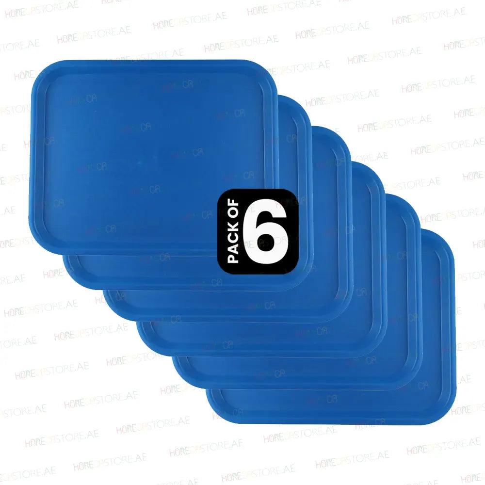 Vague Rectangle Polypropylene Fast Food Tray 45X35cm Blue   6/Case   HorecaStore