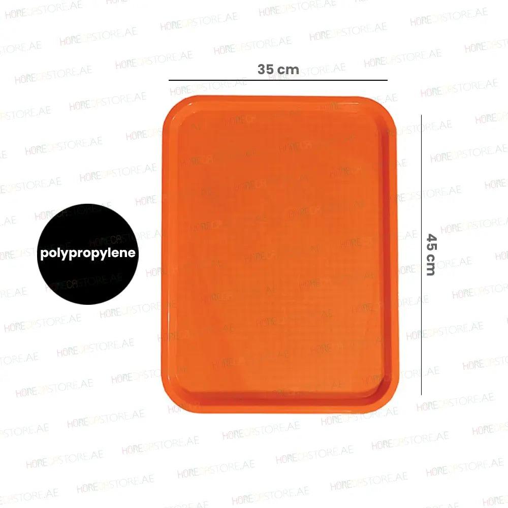 Vague Rectangle Polypropylene Fast Food Tray 45X35cm Orange   6/Case   HorecaStore