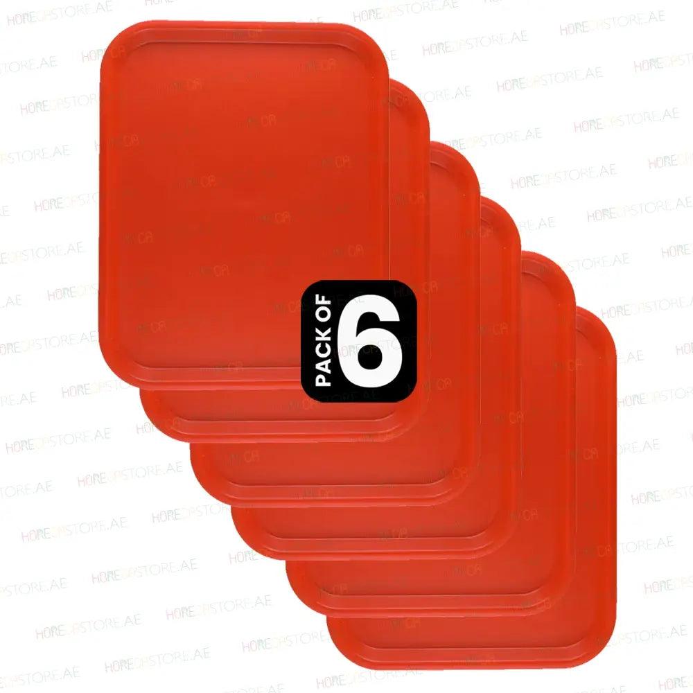 Vague Rectangle Polypropylene Fast Food Tray 45X35cm Red   6/Case   HorecaStore