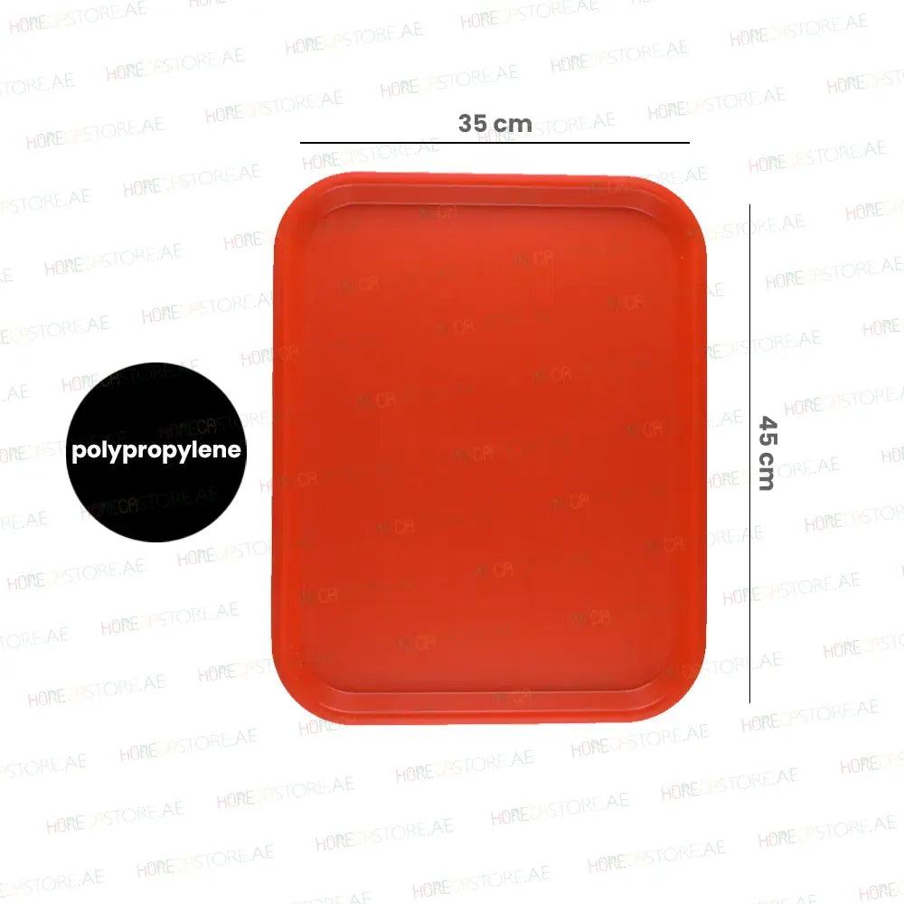 Vague Rectangle Polypropylene Fast Food Tray 45X35cm Red   6/Case   HorecaStore