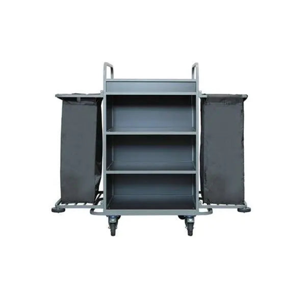 VM Ecoplus 800 Hotel Housekeeping Trolley 4 Shelves With Linen Bags L 150 x W 50 x H 130 cm, Grey