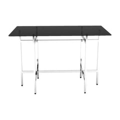 VM105 Rectangle Foldable Buffet Stand L 180 x W 70 x H 105 cm, Stainless Steel Folding Frames And Detachable 10mm Tempered Glass Top