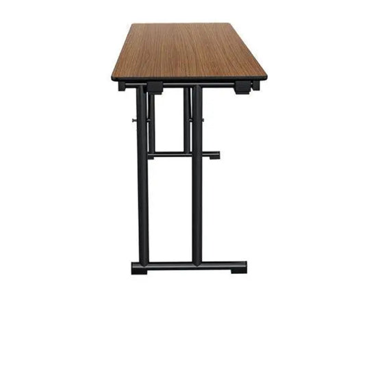 Walnut Class Room Rectangle Table L 120 x W 45 x H 75 cm, MDF Laminated Table Tops With Black Metal Folding Legs.