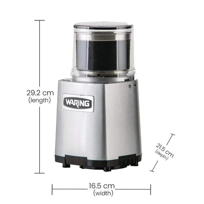 Waring Commercial Stainless Steel Electric 750W 3 Cut Heavy Duty/ Dry Power Grinder Commercial Grade With 3 Cups Capacity Bowl and Lid, W22 X H29 cm - HorecaStore