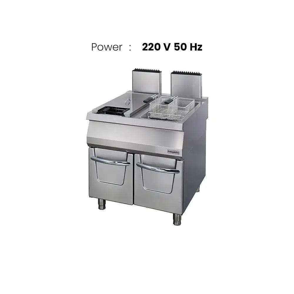 Empero Double Gas Fryer With Cupboard 24 L + 24 L, L 80 x W 90 x H 85 cm, Thermostatic Control, Stainless Steel Finish - HorecaStore