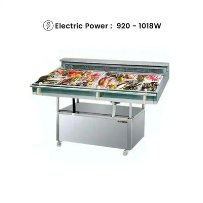 Berjaya FDC8 Electric 8 Shelves Fish Display Chiller 200 L, Power 920-1018W, 240 X 116 X 111 cm - HorecaStore