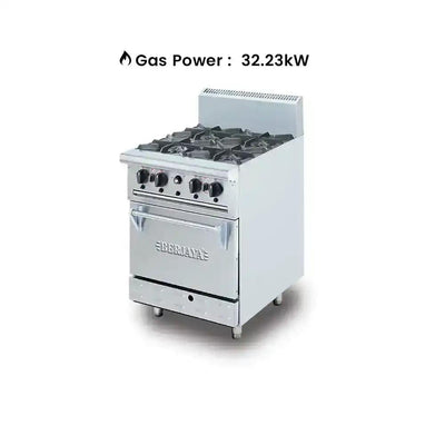 Berjaya DRO4-17 Gas Deluxe Range Oven With 4 Burners, Power 32.23 KW - HorecaStore