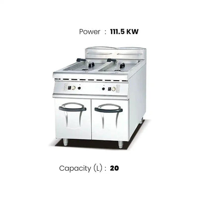 THS Stainless Steel 2 Tanks With basket Commercial Gas Fryer With Lid 700x750x910MM - HorecaStore