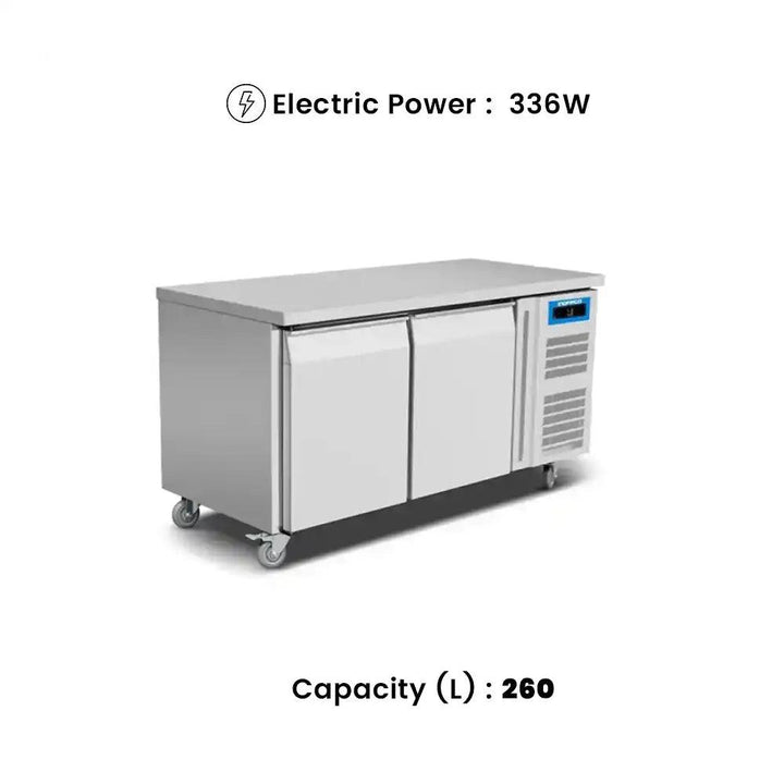 inofrigo gn2100tn stainless steel work top chiller 260 liters power 336w 136 5 x 70 x 85 cm