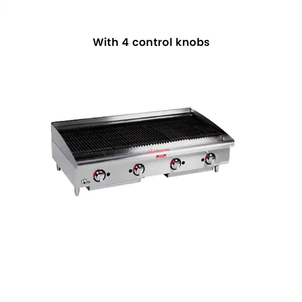 star manufacturing usa 6048cbf gas countertop charbroiler modulating thermostat stainless steel 122 x 73 7 x 39 1 cm 4 knobs control