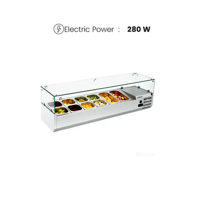 Lava Inox VXR1200 395 Salad Bar Without GN Containers, Glass Counter, Power 280W, 120 x 40 x 47 cm   HorecaStore