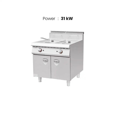 TSH Stainless Steel Electric 31kW Double Tank Fryer With Cabinet, 80 X 90 X 97cm - HorecaStore