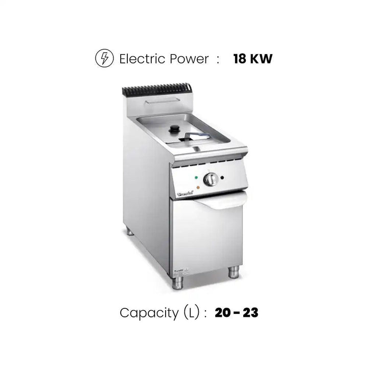 Single Electric Tank Fryer With Cupboard, 20 - 23 L, L 40 x W 90 x H 85 cm - HorecaStore