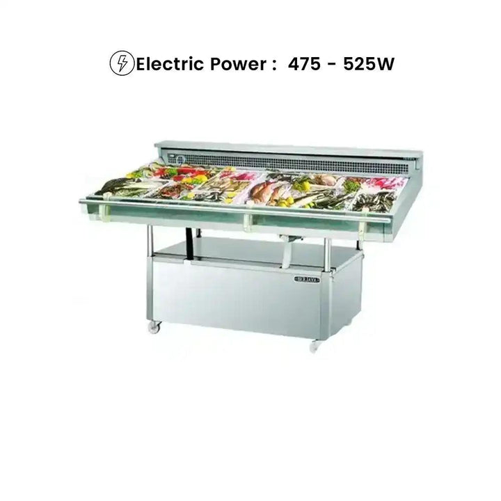 Berjaya FDC4 Electric 4 Shelves Fish Display Chiller 100 L, Power 428-472W, 120 X 116 X 111 cm - HorecaStore